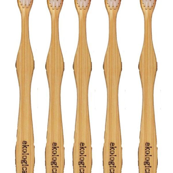 5 Escovas De Dente Ecológicas De Bambú - Branco Navajo