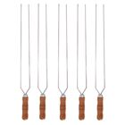 5 Espetos Duplo 60cm De Inox Cabo Madeira - Churrasqueira