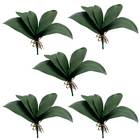 5 Folhas Artificiais De Orquídea Verde Com 5 Folhas E Raízes