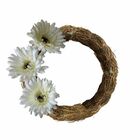 5 Galhos De Gérbera Branca Artificial Com (55cm) Flores Decor