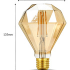 5 Lâmpadas Filamento Led Diamante Retrô 6w Vintage Bq 2300k