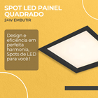 5 Plafon Painel Embutir Teto De Led 24w Quadrado Preto 4000k