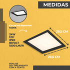 5 Plafon Painel Embutir Teto De Led 24w Quadrado Preto 4000k