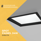 5 Plafon Painel Embutir Teto De Led 24w Quadrado Preto 4000k