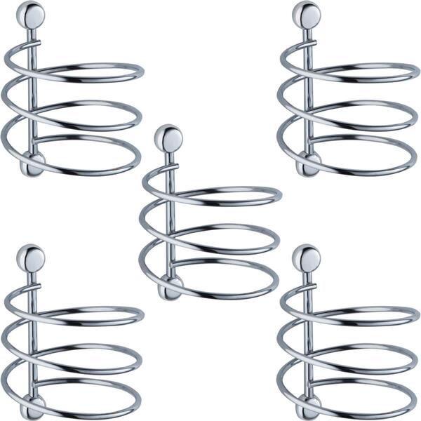 5 Porta Secador De Cabelo Cromados Em Espiral Suportes De Par