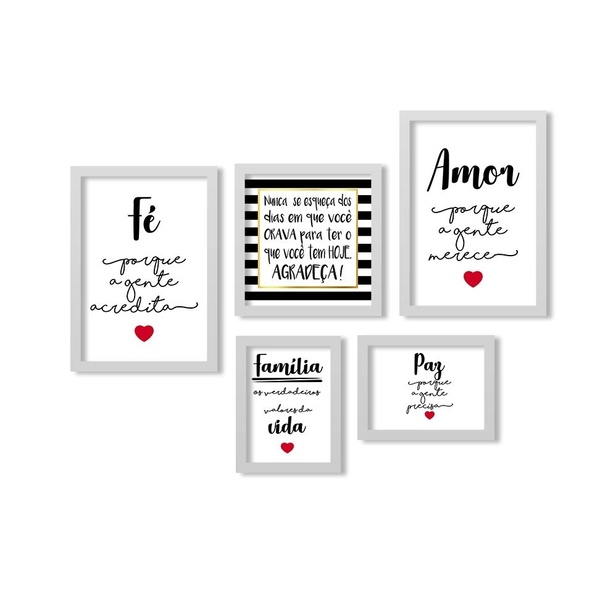 5 Quadros Decorativos Com Moldura Frases Motavacionais