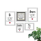 5 Quadros Decorativos Com Moldura Frases Motavacionais