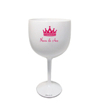 5 Taças Gin Acrilico 550ml Branca E Transparente Haste Rosa D