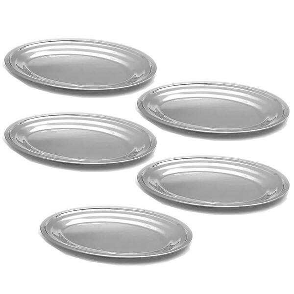 5 Travessas De Inox Pequenas 21cm Oval Rasas Restaurante Sala