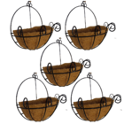 5 Vasos De Parede De Fibra De Coco 30cm De Plantas Meio Vaso