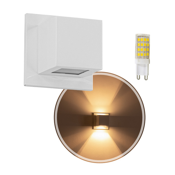 5x Arandela Box Cubo Pequena 2 Fachos Branca Parede Muro St13