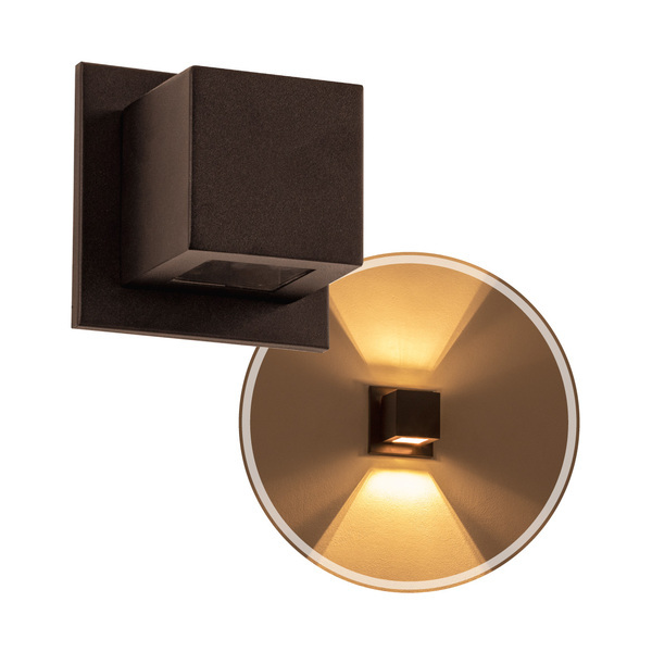 5x Arandela Box Cubo Pequena 2 Fachos Marrom Parede Muro St13