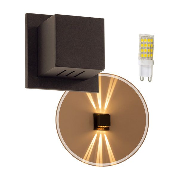 5x Arandela Box Cubo Pequena 6 Fachos MARROM + Led G9 5w Bivo