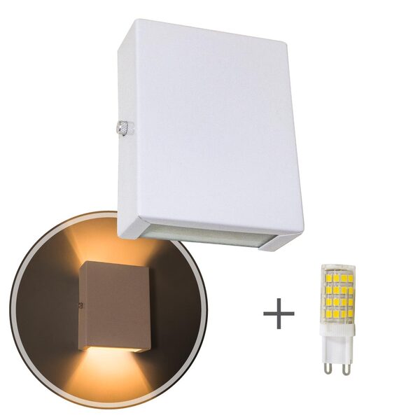 5x Arandela Slim 2 Focos Branca + Led G9 5w Branco Quente St1