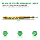 5x Broca De Torção Triangular 12mm - Estojo Profissional
