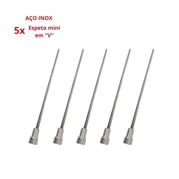 5x Espeto Mini Inox Lâmina 30cm Churrasco Coração Laurindos