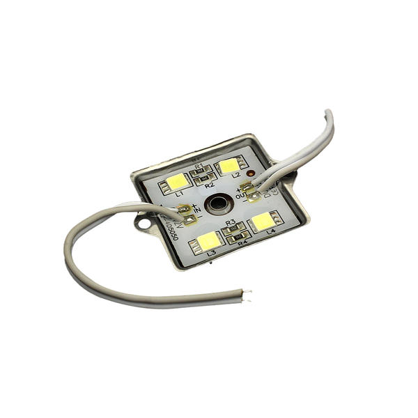 5x Mód. C/4 Leds Alto Brilho 12v Ip65 5050 36x36x4 - Branco