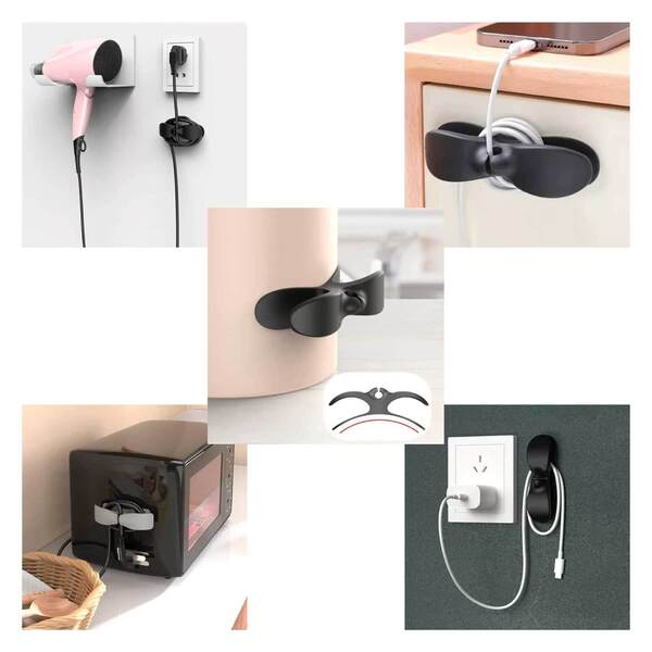 5x Organizador De Cabos E Fios Eletrodomésticos Adesivo Cinza