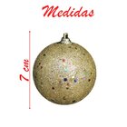 60 Bolas Enfeite Natalino Árvore Natal Dourado Glitter 70mm