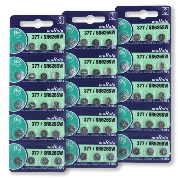 60 Pilhas Baterias 377 1.55v Sr626s Murata 3 Cart C/ 20 Unid