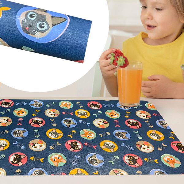 6  Jogo Americano Infantil Gatos Impermeável Pvc