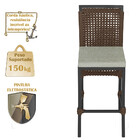 6 Banqueta Em Alumínio Roma Preta Corda Náutica Tecido 3