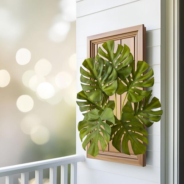 6 Buques De Folhas Verdes Silicone Costela De Adão Artificial