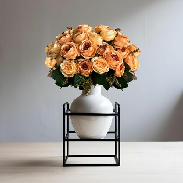6 Buquês Decorativos Com Folhagens E Rosas Artificiais Enfeit
