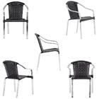 6 Cadeiras Área Externa Alumínio Polido E Fibra Sintética