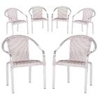 6 Cadeiras Área Externa Alumínio Polido E Fibra Sintética