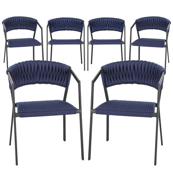 6 Cadeiras Atenas Tricô Náutico E Alumínio Com Proteção Uv Pa