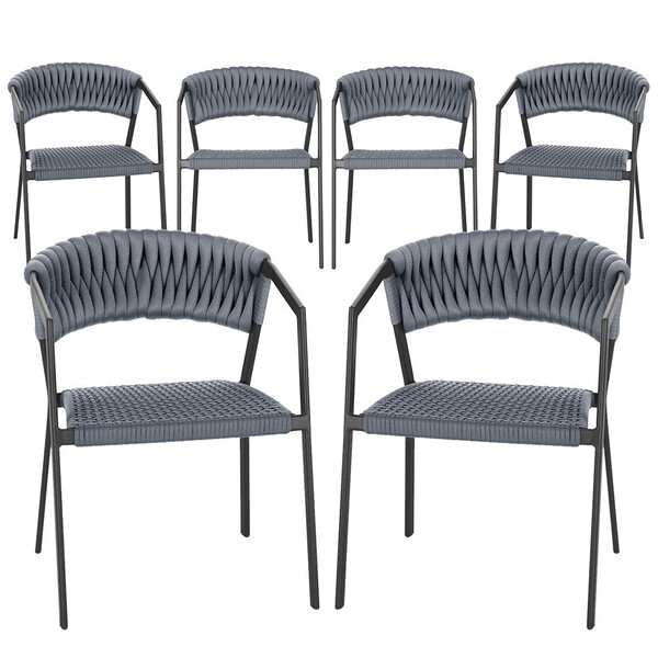 6 Cadeiras Atenas Tricô Náutico E Alumínio Com Proteção Uv Pa