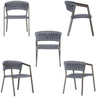 6 Cadeiras Atenas Tricô Náutico E Alumínio Com Proteção Uv Pa