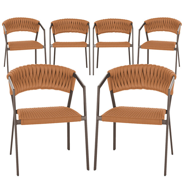 6 Cadeiras Atenas Tricô Náutico E Alumínio Com Proteção Uv Pa