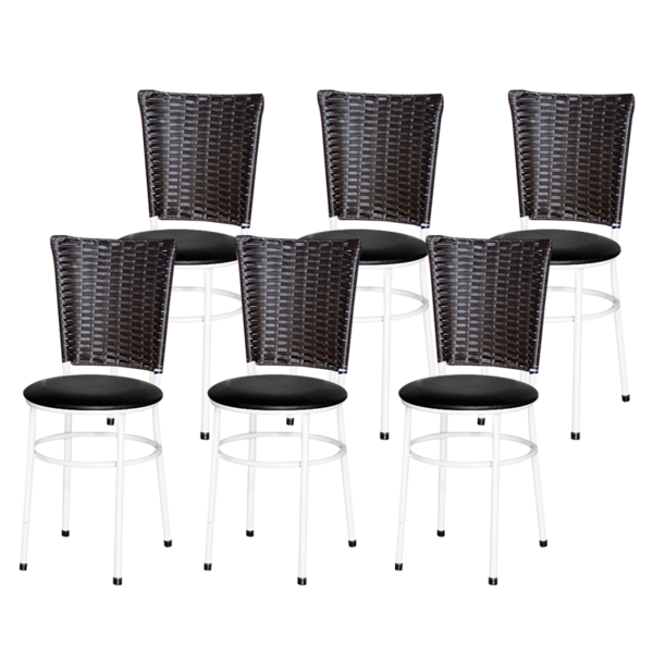 6 Cadeiras Branca Para Cozinha Hawai Café  Preto