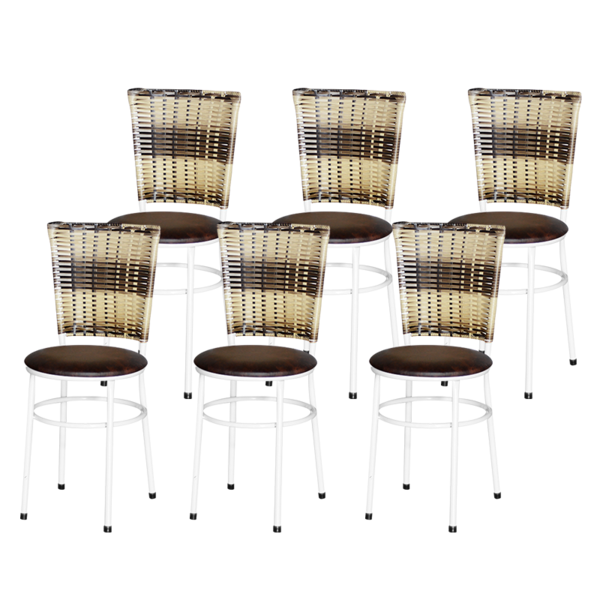 6 Cadeiras Brancas Para Cozinha Hawai Cappuccino Premium  Mar