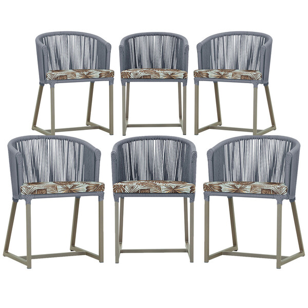6 Cadeiras De Jantar Área Noronha Em Alumínio Com Pintura Fen
