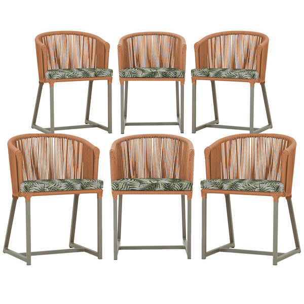 6 Cadeiras De Jantar Área Noronha Em Alumínio Com Pintura Fen