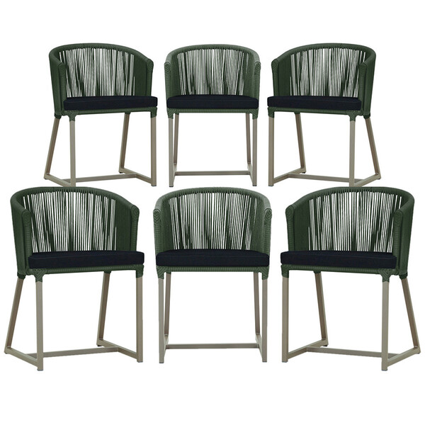 6 Cadeiras De Jantar Área Noronha Em Alumínio Com Pintura Fen