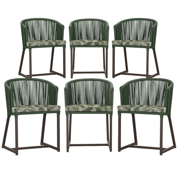 6 Cadeiras De Jantar Área Noronha Em Alumínio Com Pintura Mar