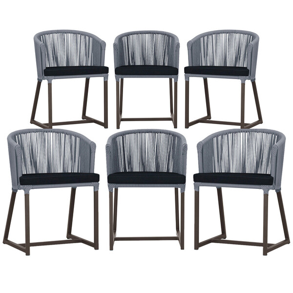 6 Cadeiras De Jantar Área Noronha Em Alumínio Com Pintura Mar