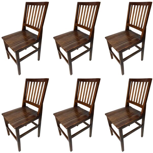 6 Cadeiras De Madeira Maciça Para Mesa De Jantar E Cozinha -