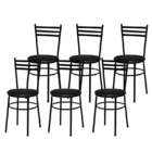 6 Cadeiras Epoxi Preta Para Cozinha  Marrom