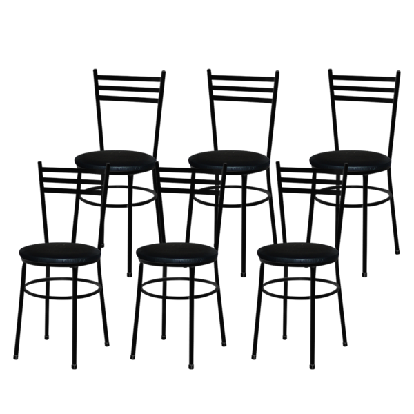 6 Cadeiras Epoxi Preta Para Cozinha  Preto