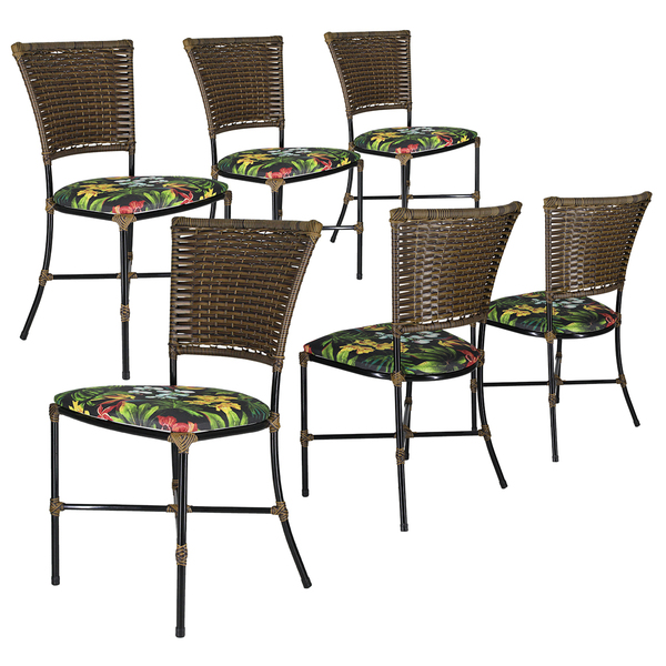 6 Cadeiras Gramado Sala De Jantar Em Fibra Sintética Junco Tr