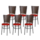 6 Cadeiras Pretas Para Cozinha Hawai Cappuccino  Vermelho