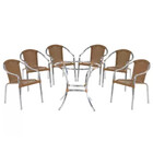 6 Cadeiras Tóquio E Mesa Alta Redonda Alumínio E Fibra Sintét