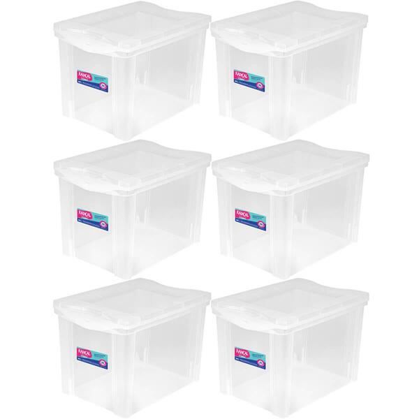 6 Caixas Organizadoras Plásticas Média Alta 30l Ordene Transp