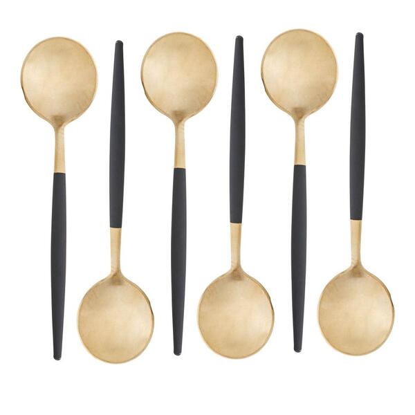 6 Colheres Para Sobremesa Lyor Ópera Champanhe E Preta