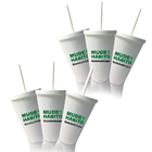 6 Copos Com Tampa E Canudo Branco Personalizados Eco Mude Um